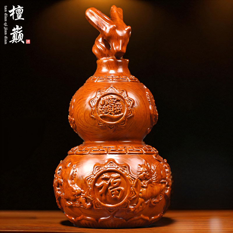 木雕葫芦摆件实木家居办公装饰