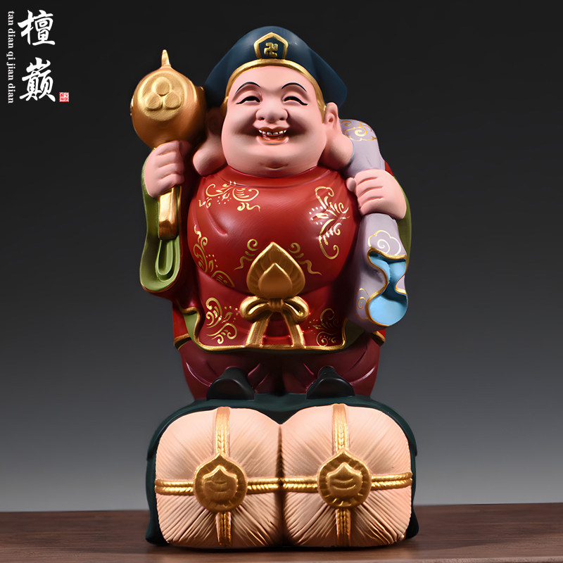木雕财神爷大黑天佛像摆件装饰