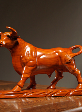 实木华尔街拓荒牛开业送礼工艺品