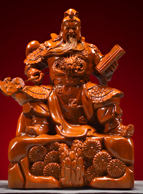 木雕武财神关公像摆件实木装饰