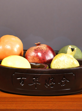 黑檀木雕新中式水果盘零食盘实木