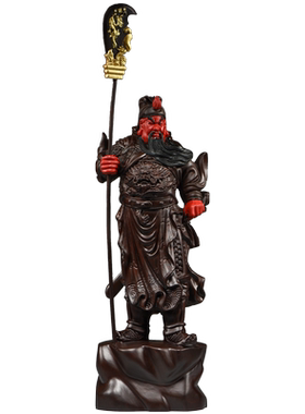 檀巅黑檀木摆件关公客厅佛像装饰