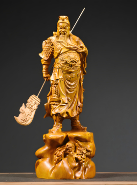 木雕关帝圣君关公摆件实木武财神