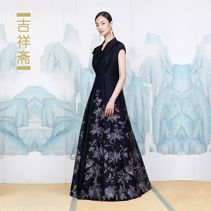 吉祥斋刺绣小立领国风礼服