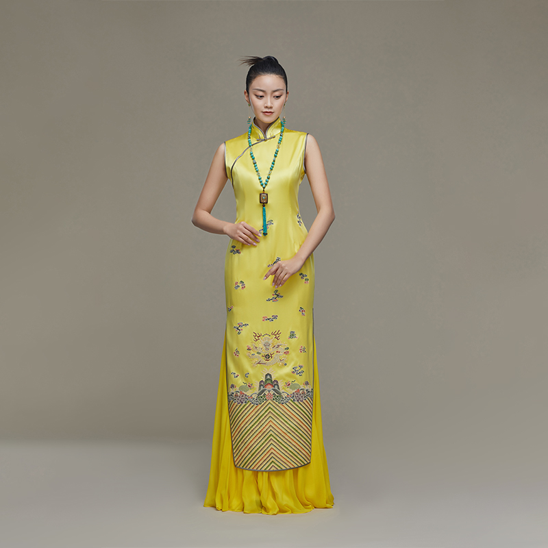 吉祥斋女装骊龙阁旗袍桑蚕丝真丝国风宫廷风礼服舞台专柜正品