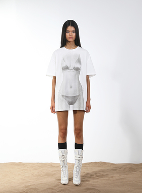 NOLA*Bikini T-shirt透视效果设计感上衣夏季短袖T恤女