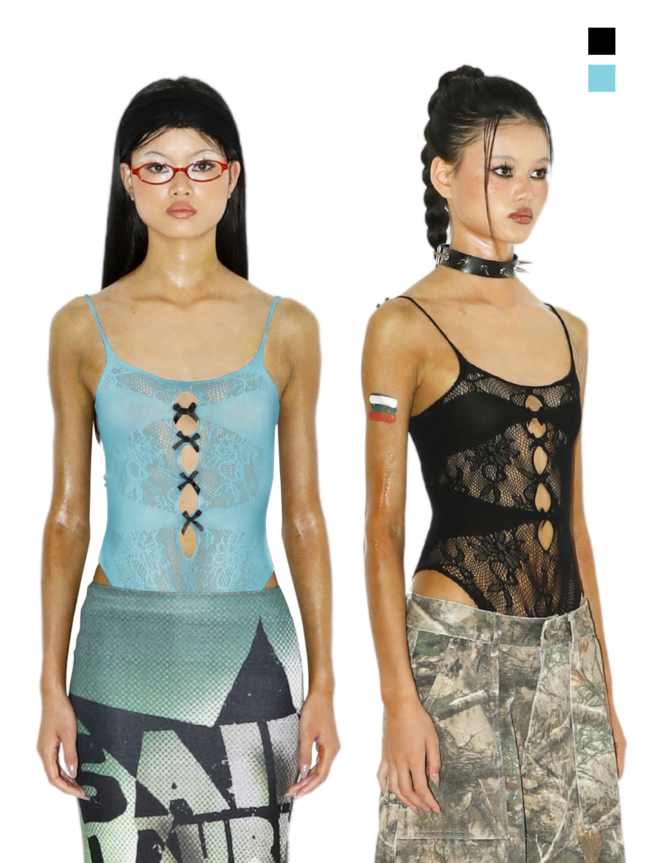 NOLA*Lace Bodysuit 蕾丝主义 性感蝴蝶结微透超弹吊带连体衣