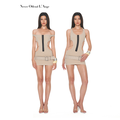 NOLA辣妹挂脖绑绳包臀针织连衣裙