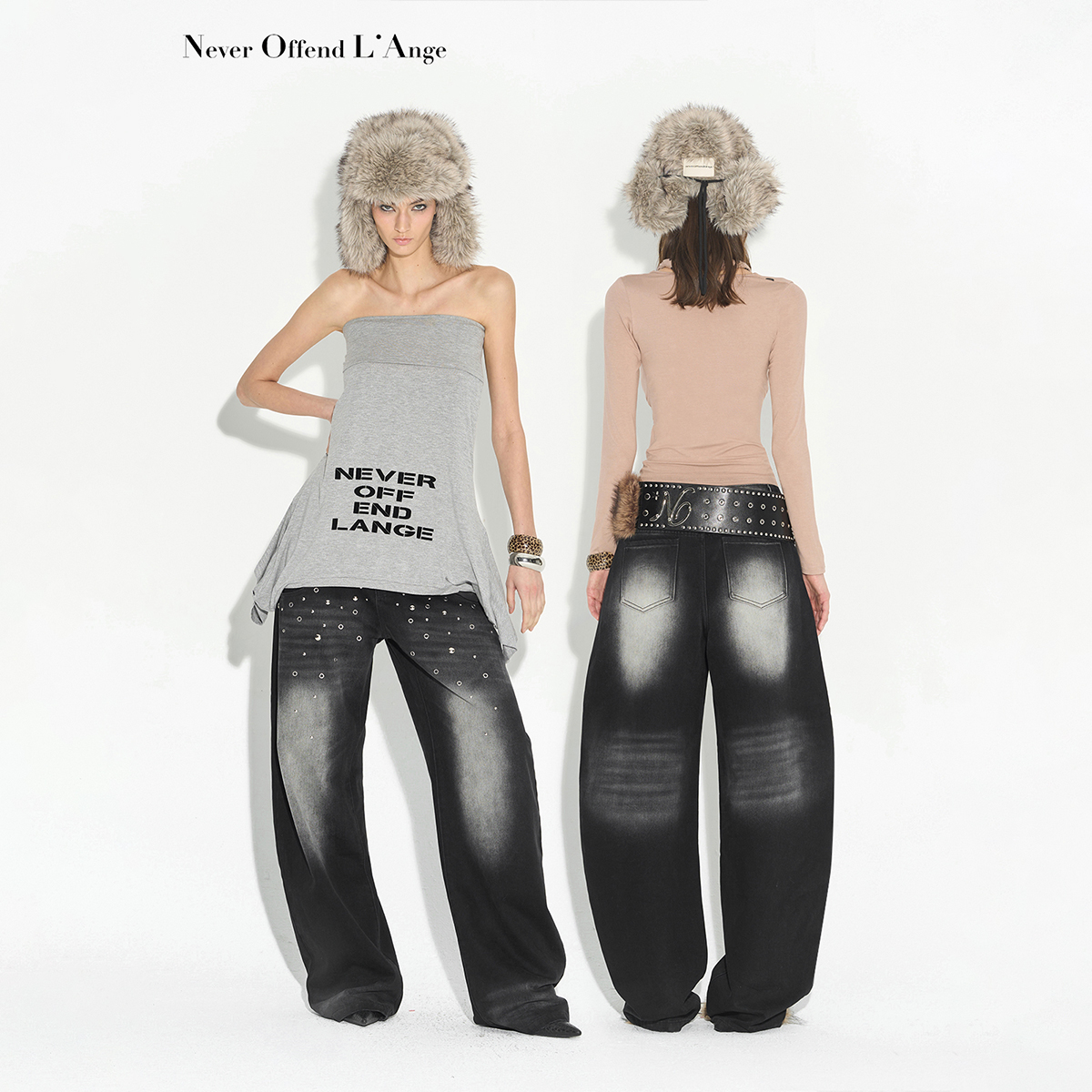 NOLA黑耀散落牛仔裤阔腿