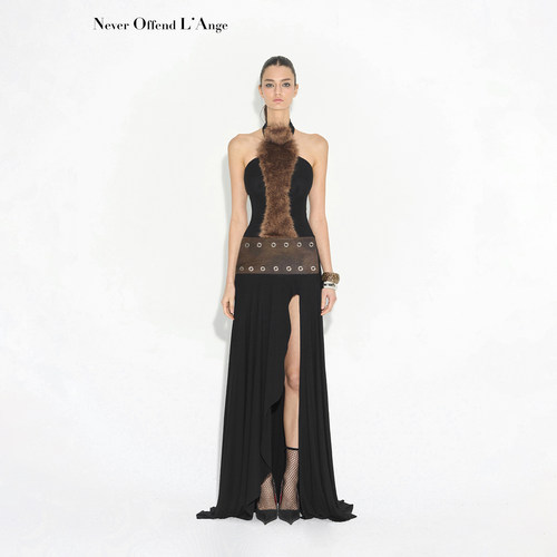 NOLA野蛮女王水洗皮烫钻连衣裙