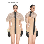 NOLA 无人区羽妃托卡 毛毛皮草流苏可调节排扣斗篷披肩搭配单品