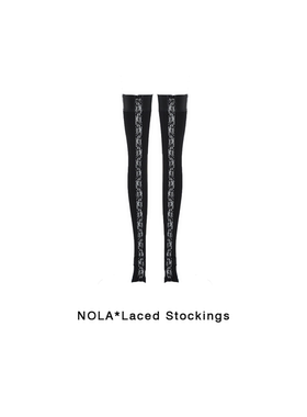 NOLA*Laced Stockings 蕾丝拼皮弹力腿袜