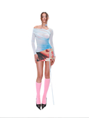 NOLA 早春蓝渐变微透两穿打底上衣 Sleeves Knit Long