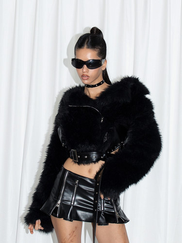 NOLA*BlackLeatherSherpa皮草