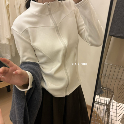 LEMON纯色打底衫卫衣外套运动修身显瘦瑜伽服拉链开衫短外套