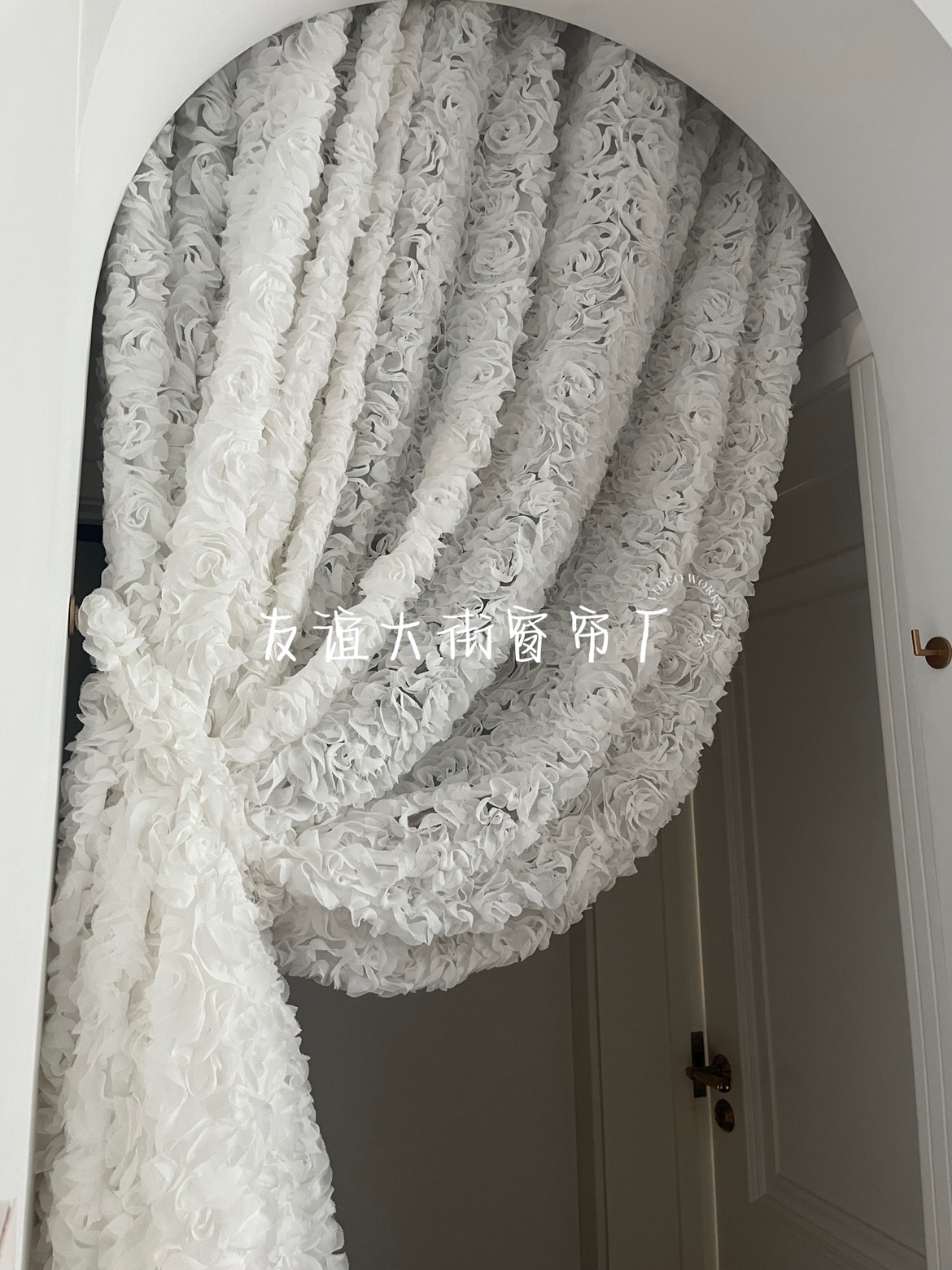 友谊大街原创本白色复古立体玫瑰花梦幻纱帘别墅客厅卧室窗纱