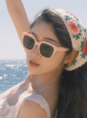 可爱粉色太阳眼镜韩系百搭防紫外线防晒护眼方形墨镜女夏圆脸黑色