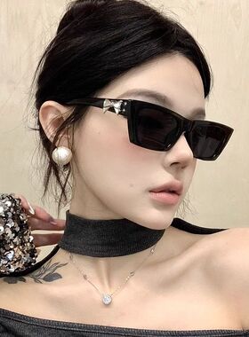 2025新款方形装饰墨镜女Jennie同款高级感黑色防晒太阳眼镜蝴蝶结