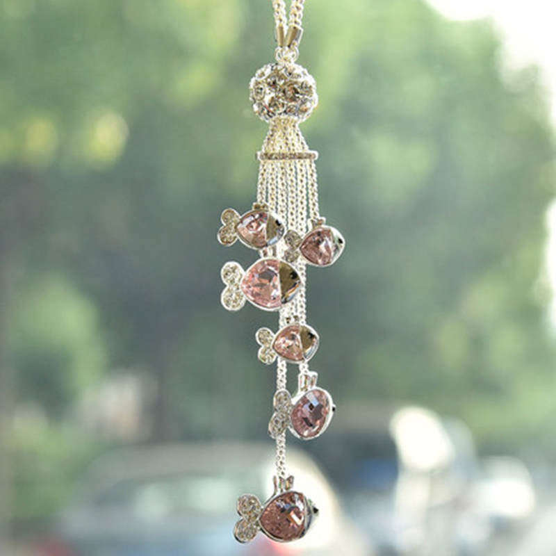 轩胜堂汽车挂件饰品 水钻亲嘴鱼车内挂件 车挂饰水晶镶钻小鱼挂饰