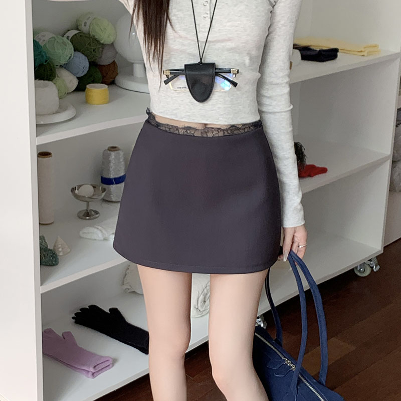 黑色蕾丝半身裙女新款性感显瘦短款一步裙包臀a字裙西装短裙子灰
