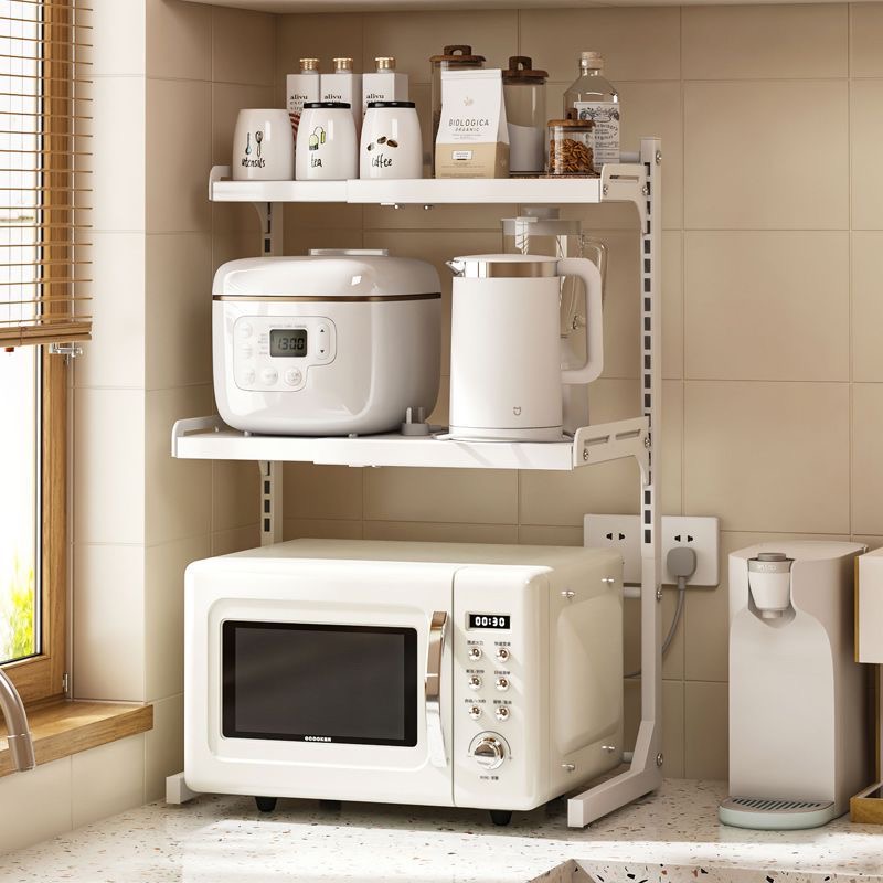 厨房微波炉置物架可调节空气炸锅电饭煲烤箱收纳架台面分层调料架