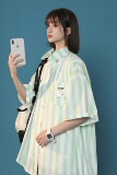 XZ-230-1CS218夏新款中性风宽松扎染渐变全棉休闲短袖衬衫P48控68，男装T恤，星座230-1