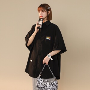 XZ-230-1CS208中性小香风高品质水洗棉邹休闲短袖衬衫P35控48货足图片