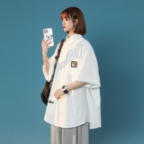 XZ-230-1CS208小香风中性高品质水洗棉邹休闲短袖衬衫P35控48货足，男装T恤，星座230-1