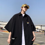 胖胖哥短袖衬衫男士ins潮牌设计感大码衬衣夏季港风宽松百搭外套，男装T恤，星座230-1