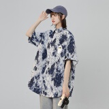 XZ-230-1CS223清凉一夏中性宽松水墨扎染渐变休闲短袖衬衫P48控68，男装T恤，星座230-1