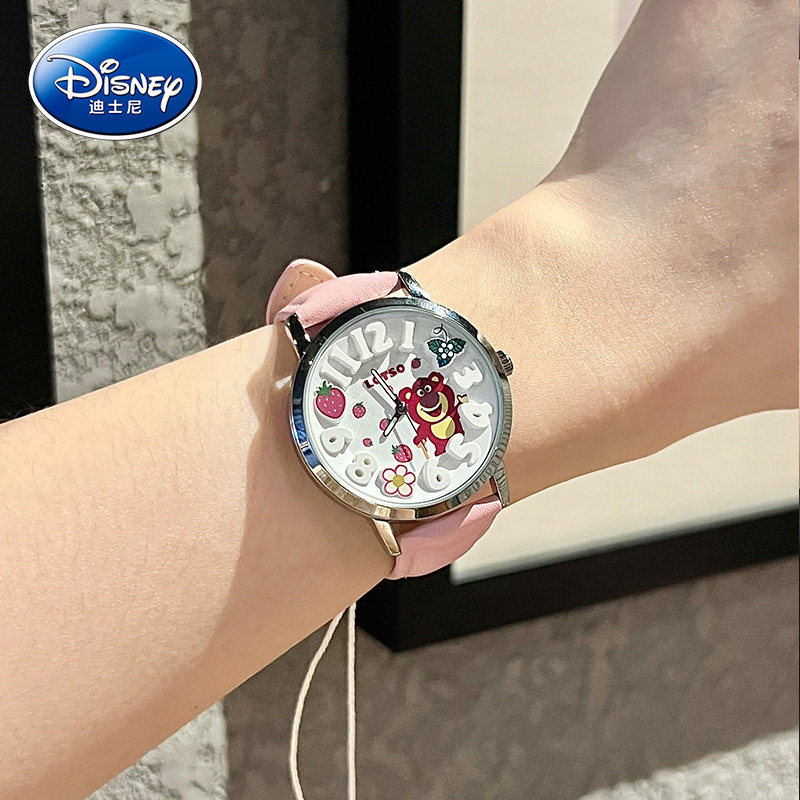 迪士尼手表女初高中学生2023年新款中学生女孩防水草莓熊系列女款