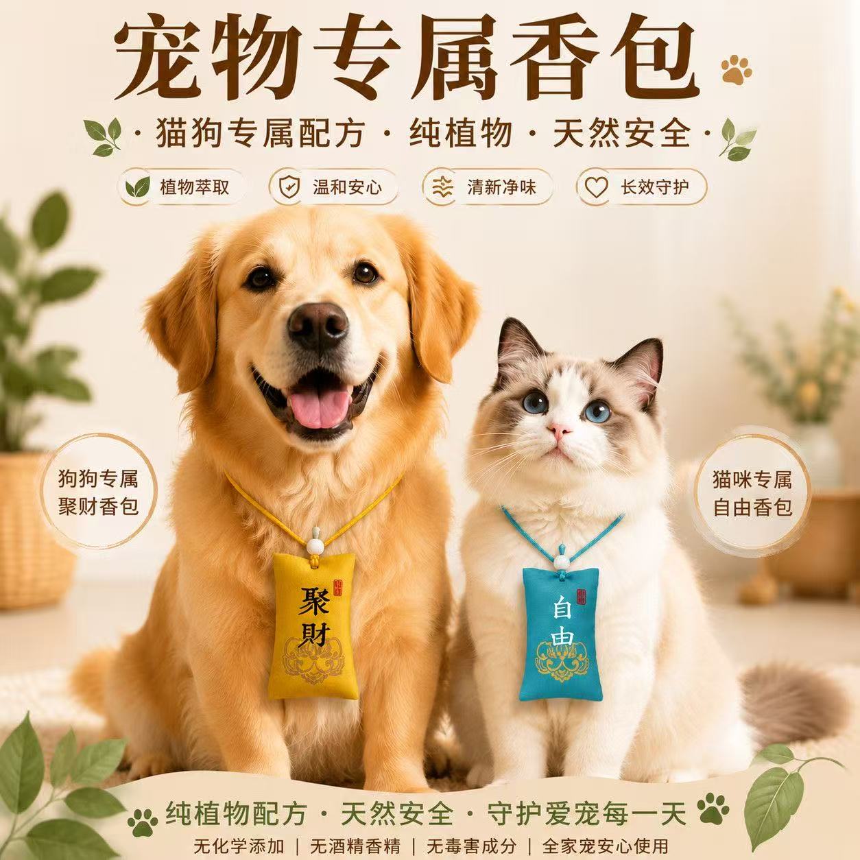 猫狗可用中药驱虫除味挂件香包
