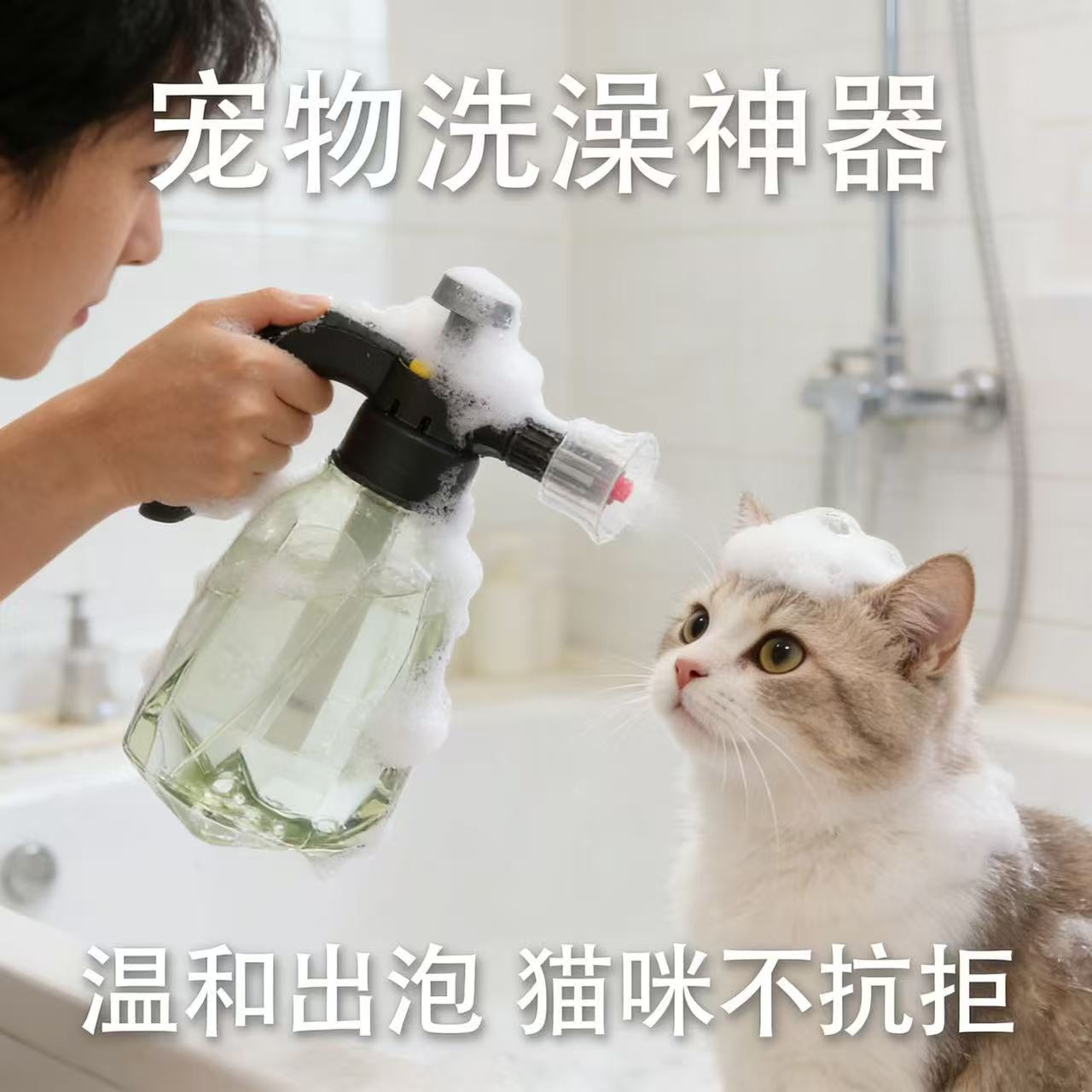 宠物洗澡手动加压起泡喷壶