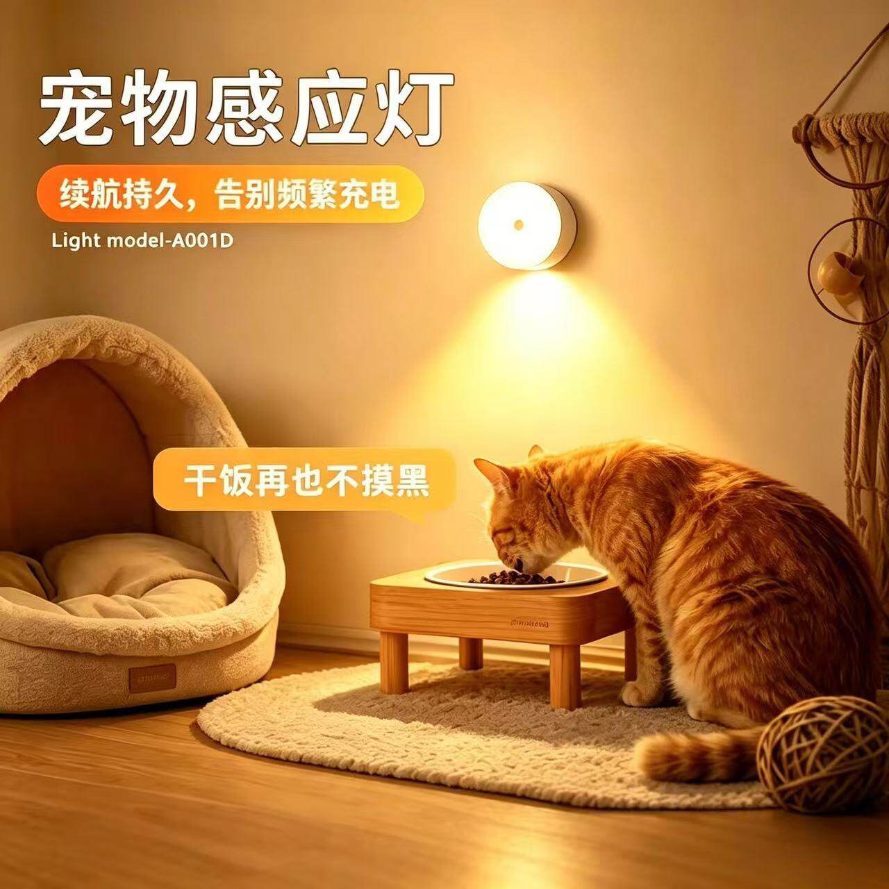 宠物感应免打孔磁吸充电小夜灯