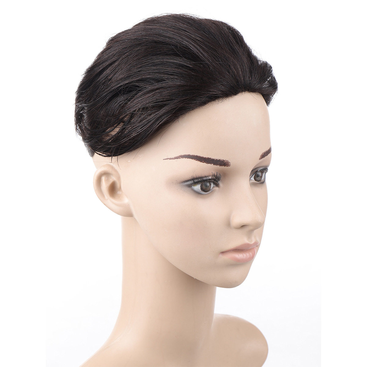 男士发块大背头假发男士隐形补发片真人发丝长发蓬松头顶现货现发