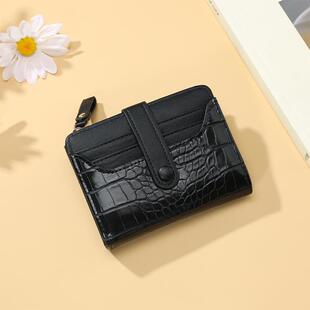 2025新款时尚女士钱包简约纹短款拉链零钱包搭扣大容量钱夹wa定制