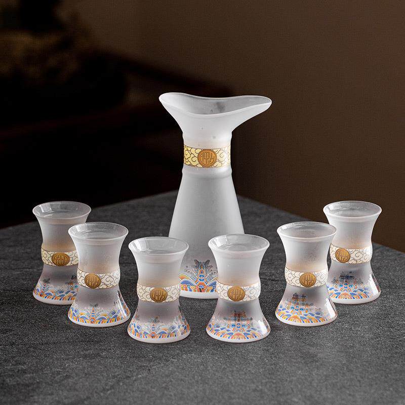 玻璃分酒器家用酒杯套装中式轻奢高档白酒杯子一口杯酒盅酒具礼盒