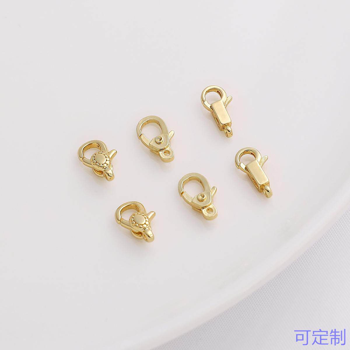 保色14k包金单吊圆形锁扣弹簧扣手工制作 diy手链项链饰品收尾扣