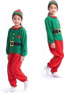 cosplay亲子装 幼儿园化舞会服装 儿童精灵服装 圣诞节绿色精灵服装
