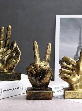 美式复古点赞胜利手势指