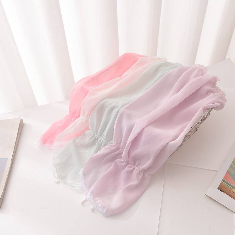 夏季防晒雪纺袖套长款户外开车骑行手臂蕾丝冰套袖女透气