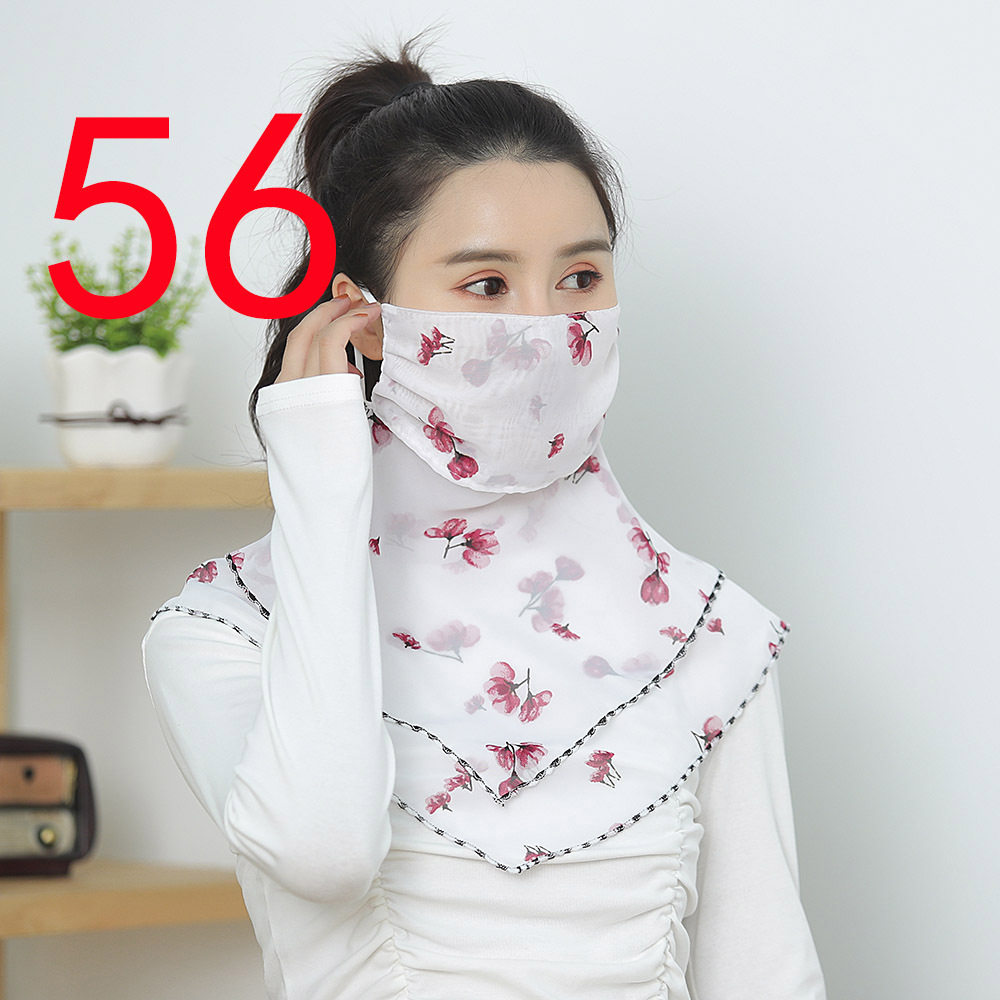 三角丝巾口罩防晒防尘丝巾女遮阳春秋挂耳面罩雪纺围巾面纱