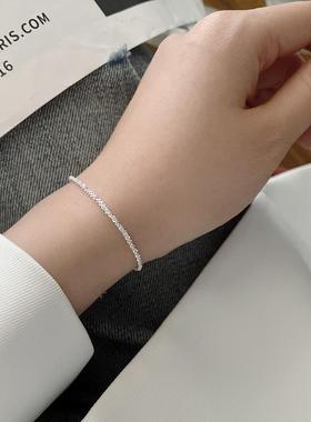 简约气质波光粼粼满天星手链女闪光银白色小麻绳麻花素链手饰品定