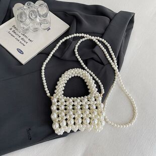 手工串珠包包2025新款女童可爱手拎包时尚斜挎包小香风零钱包