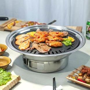 不锈钢韩式 便携式 圆形家用商用野营聚餐碳烤炉 烧烤炉 木炭烤肉炉