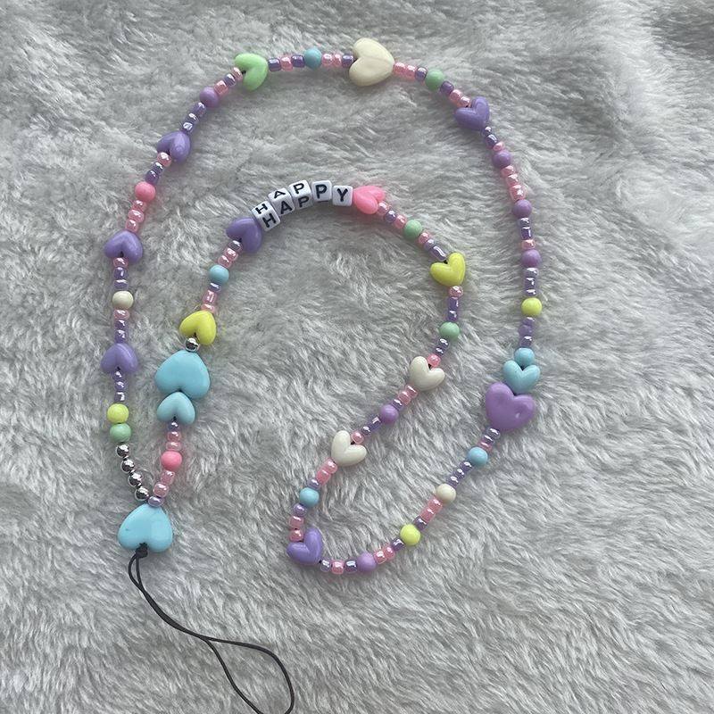 新款波西米亚风米珠挂绳手机挂链可拆卸长款挂脖彩色手机挂绳