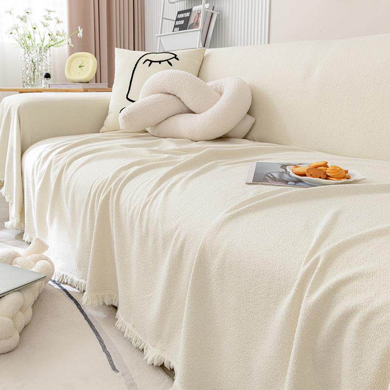 轻奢色现代简约亲肤防水圈圈纱单人通用沙发盖布巾罩全包万能毯定