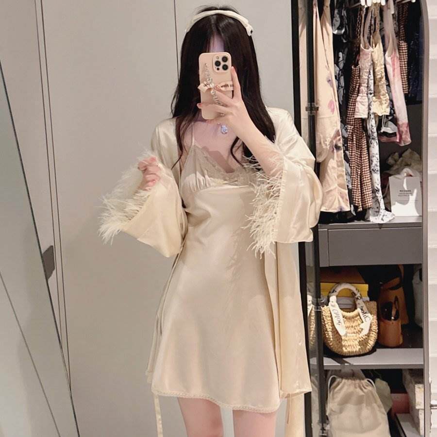 2027春款吊带睡裙女士蕾丝家居服睡衣露背欲短裙