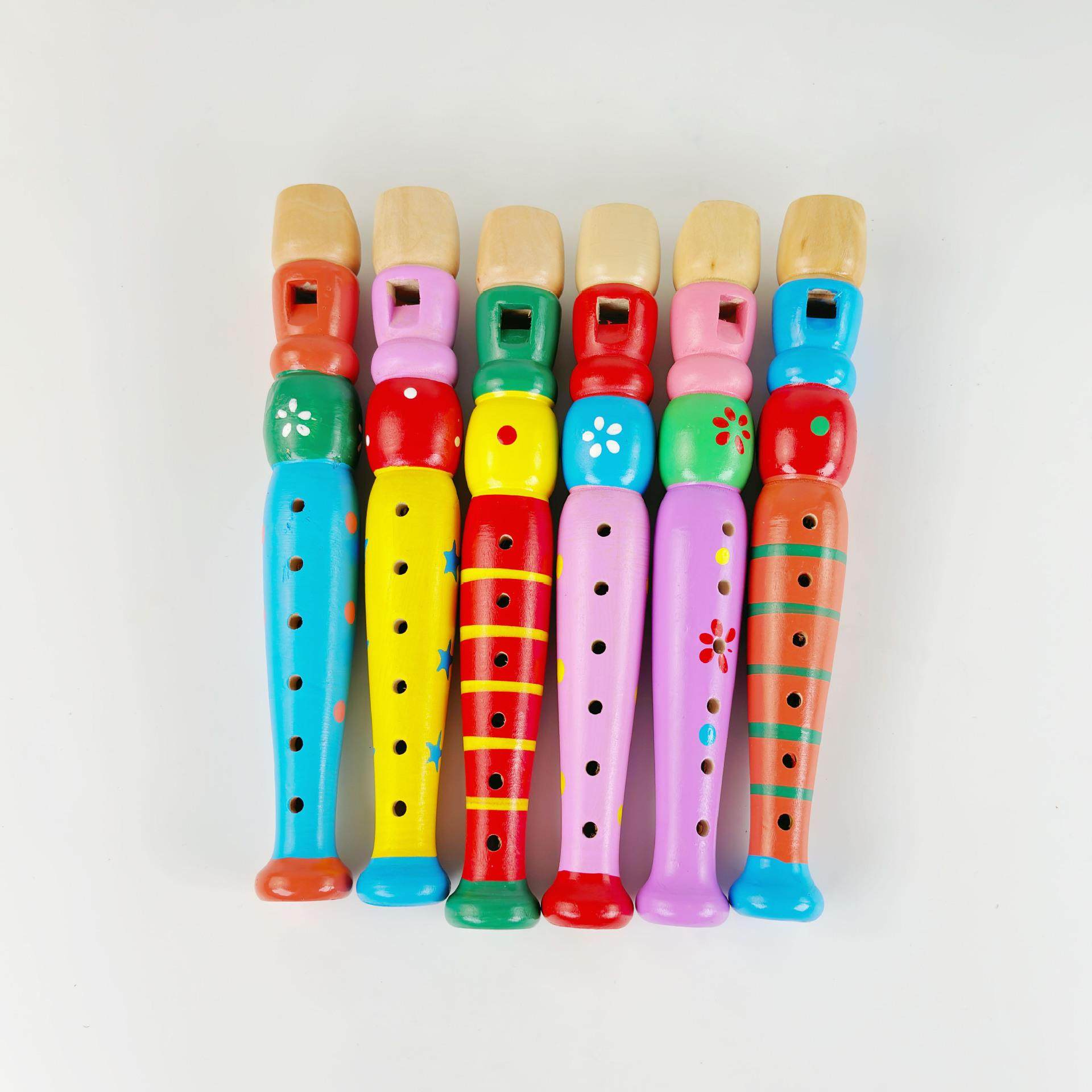 儿童六孔木质竖笛卡通木制笛子幼儿园早教音乐启蒙小朋友发声玩具