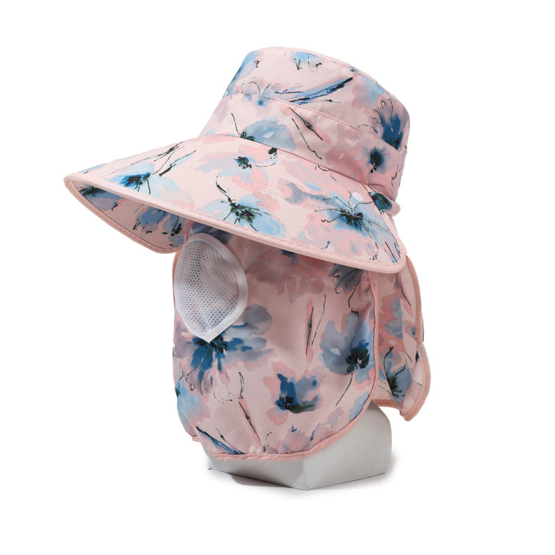 帽子女夏季防晒全脸遮阳帽下地干活大檐采茶帽游玩面罩透气太阳帽